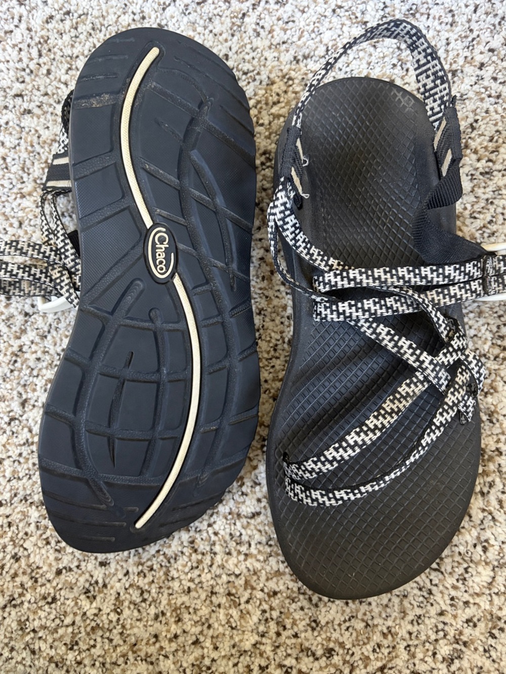 Chaco Cloud Sandals with Black & White Patterned Straps - Picture 3 of 6